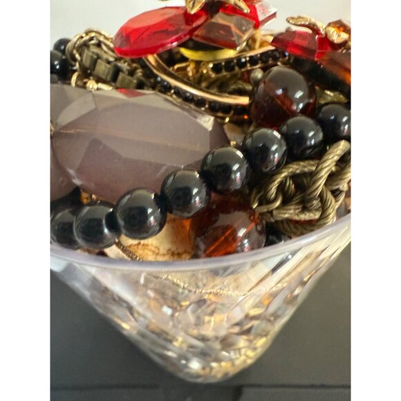 Gold Tone 1 Lb Jewelry Assortment With Red & Amber Accents Boho Style Fall Earth - Picture 13 of 14